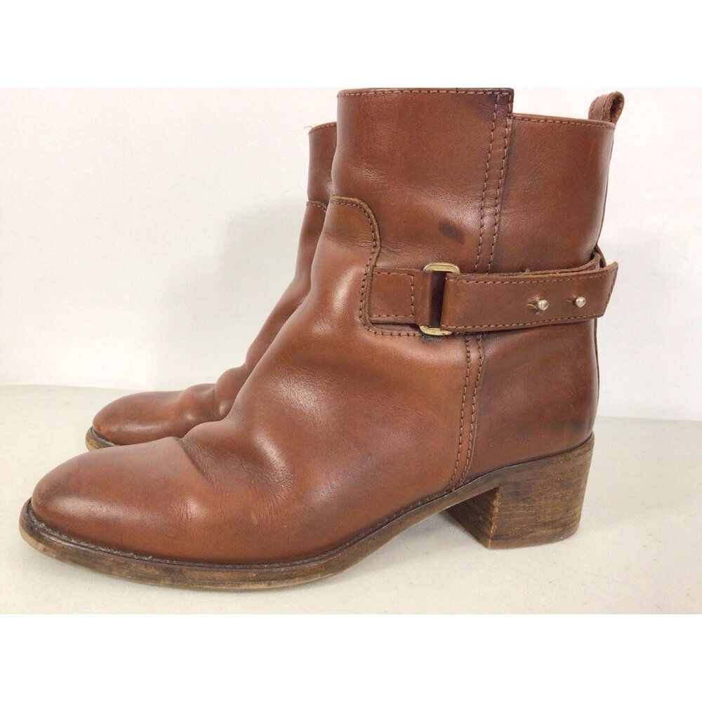 J Crew Leather Ankle Boots Western Boho Womens 7 - Picture 7 of 10